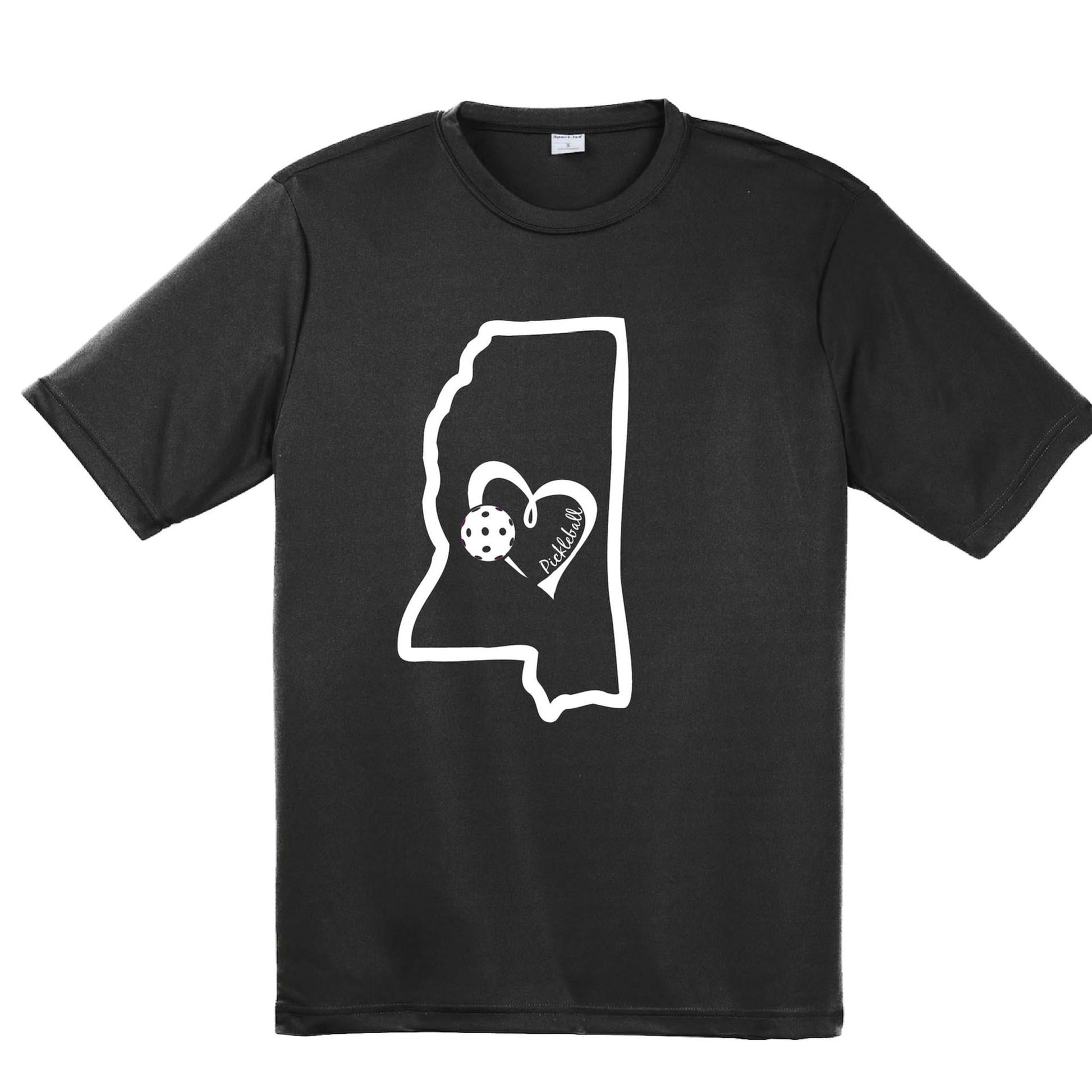 Mississippi State With Pickleball Love | Men's Short Sleeve Athletic Performance T-Shirt | 100% Polyester