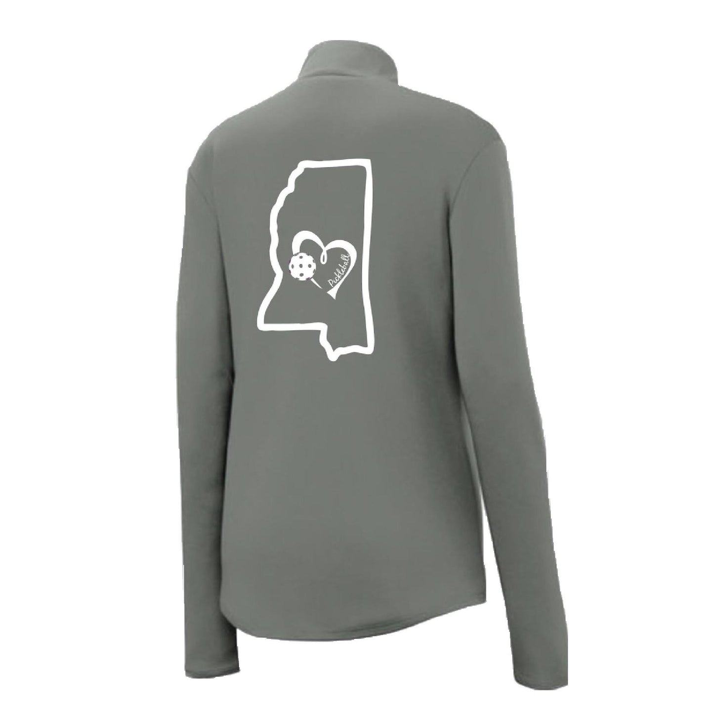 Mississippi State With Pickleball Love | Women’s 1/4 Zip Pullover Athletic Performance Shirt | 100% Polyester