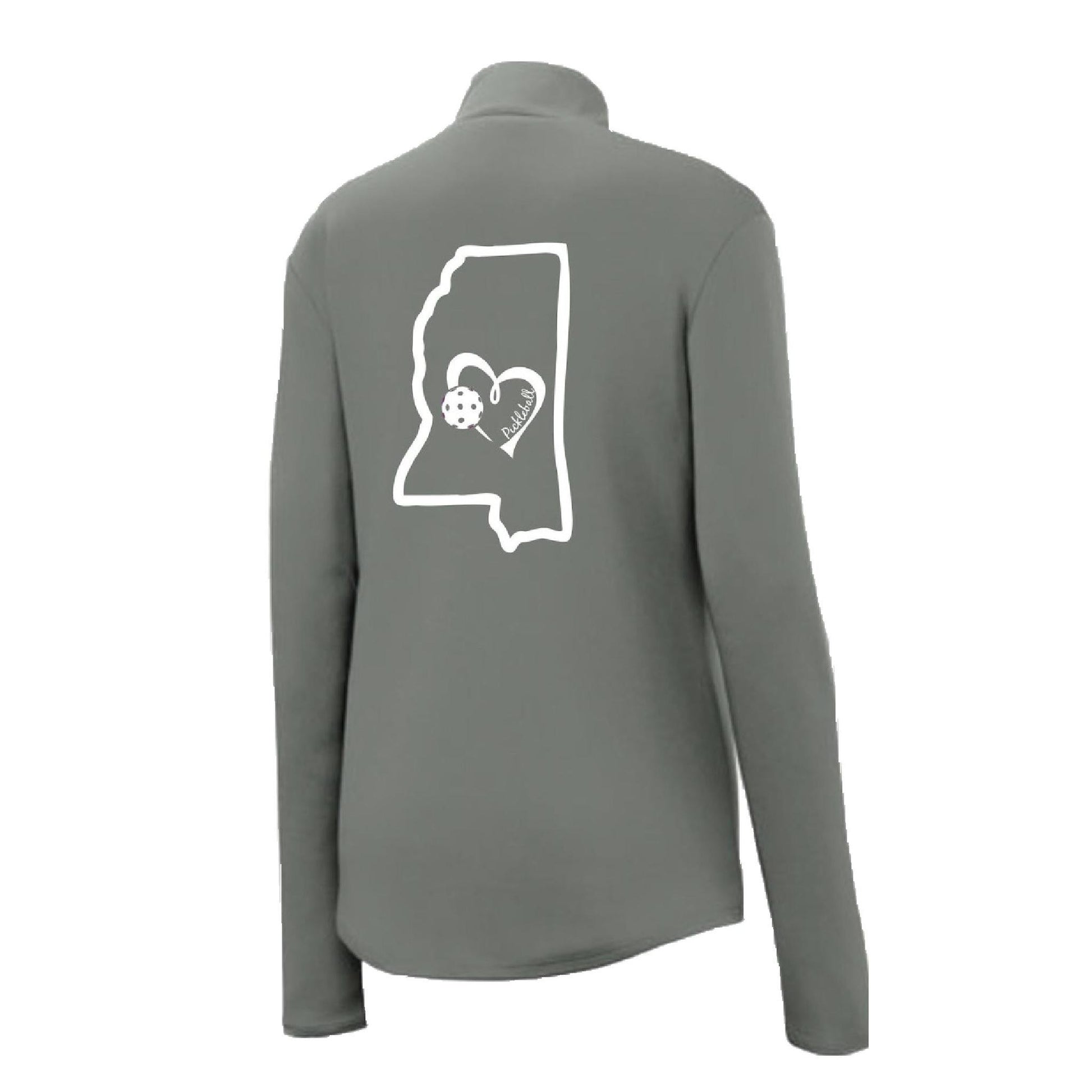 Mississippi State With Pickleball Love | Women’s 1/4 Zip Pullover Athletic Performance Shirt | 100% Polyester