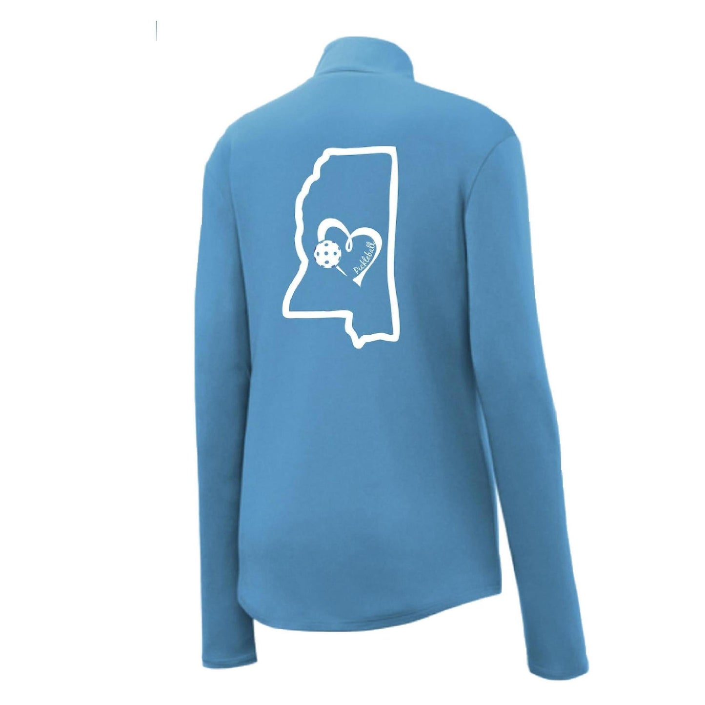 Mississippi State With Pickleball Love | Women’s 1/4 Zip Pullover Athletic Performance Shirt | 100% Polyester