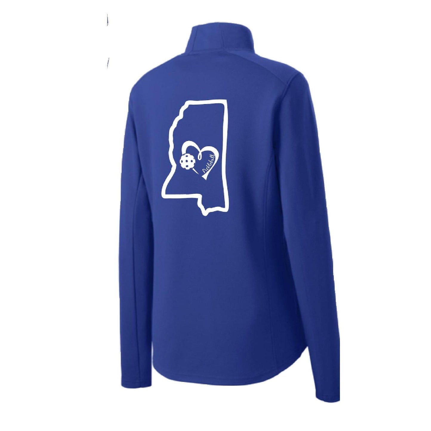 Mississippi State With Pickleball Love | Women’s 1/4 Zip Pullover Athletic Performance Shirt | 100% Polyester