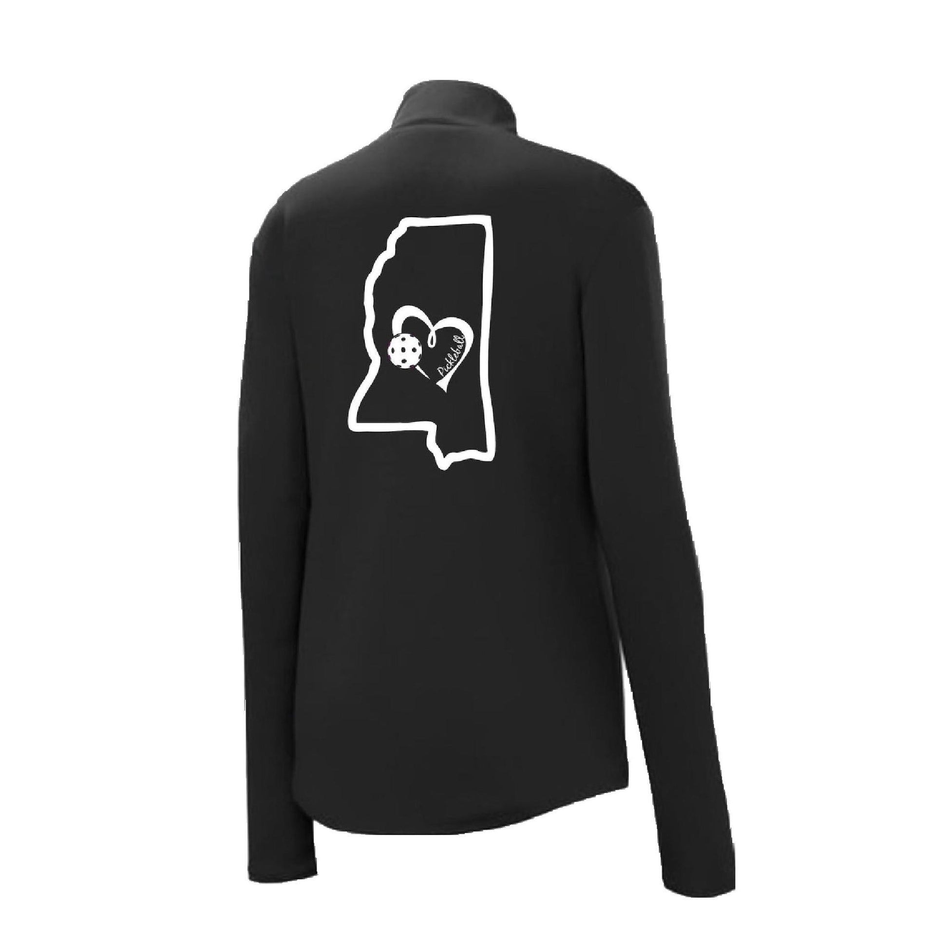 Mississippi State With Pickleball Love | Women’s 1/4 Zip Pullover Athletic Performance Shirt | 100% Polyester