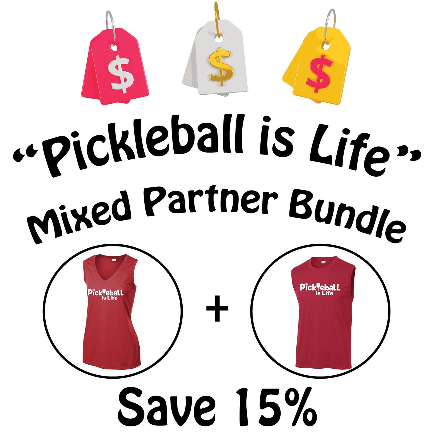 Mixed Partner Pickleball Is Life Matching Performance T-Shirts | Save 15%