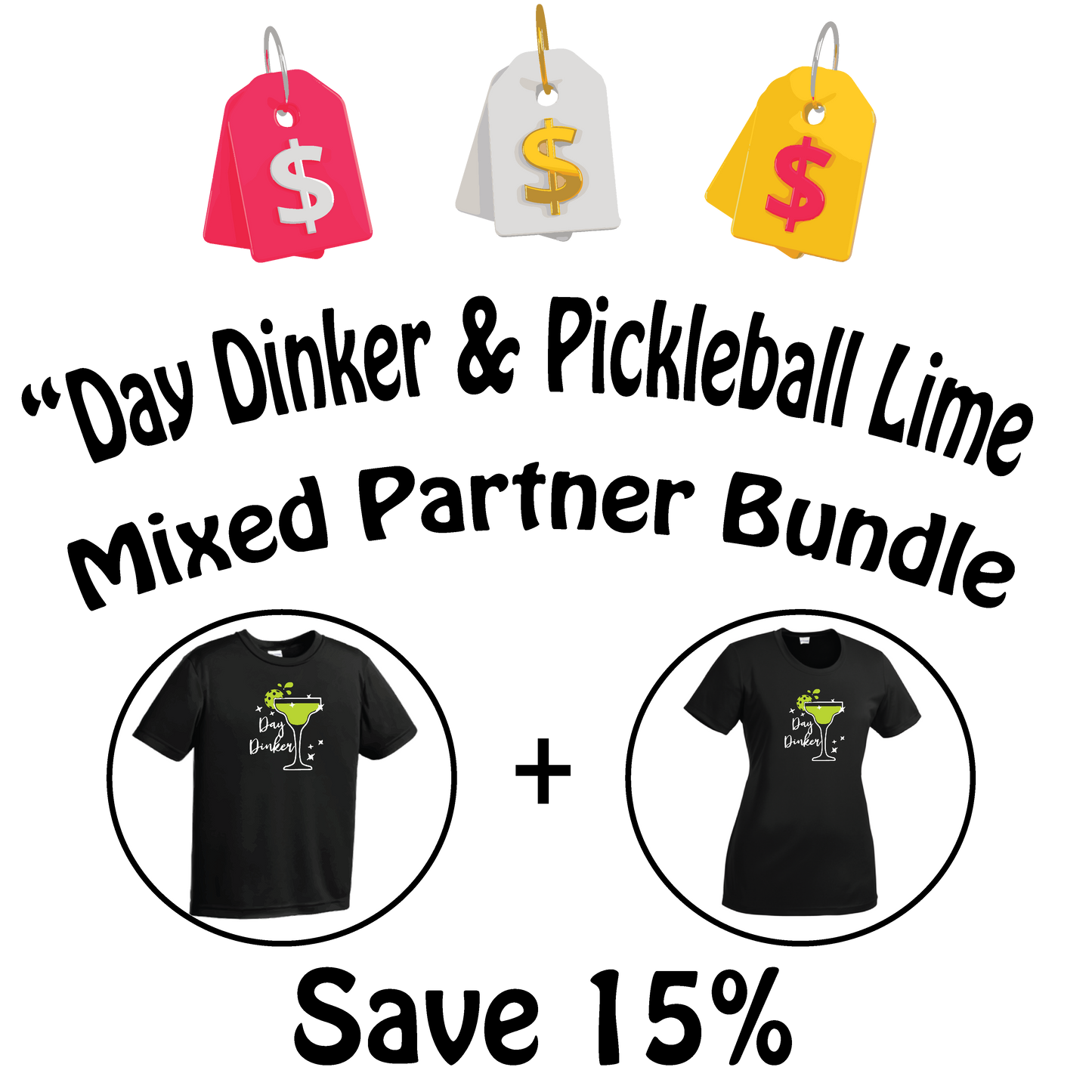 Mixed Partner Day Dinker Lime Matching Black Shirts | Save 15%