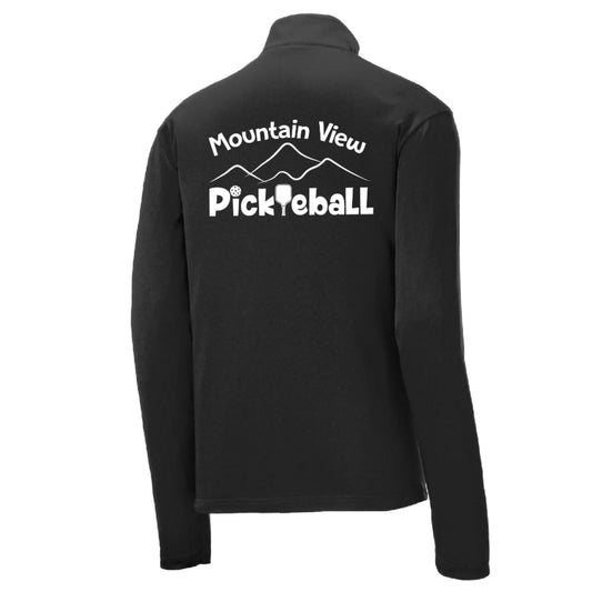 Mountain View Pickleball Club | Men's 1/4 Zip Long Sleeve Pullover Athletic Performance Shirt | 100% Polyester