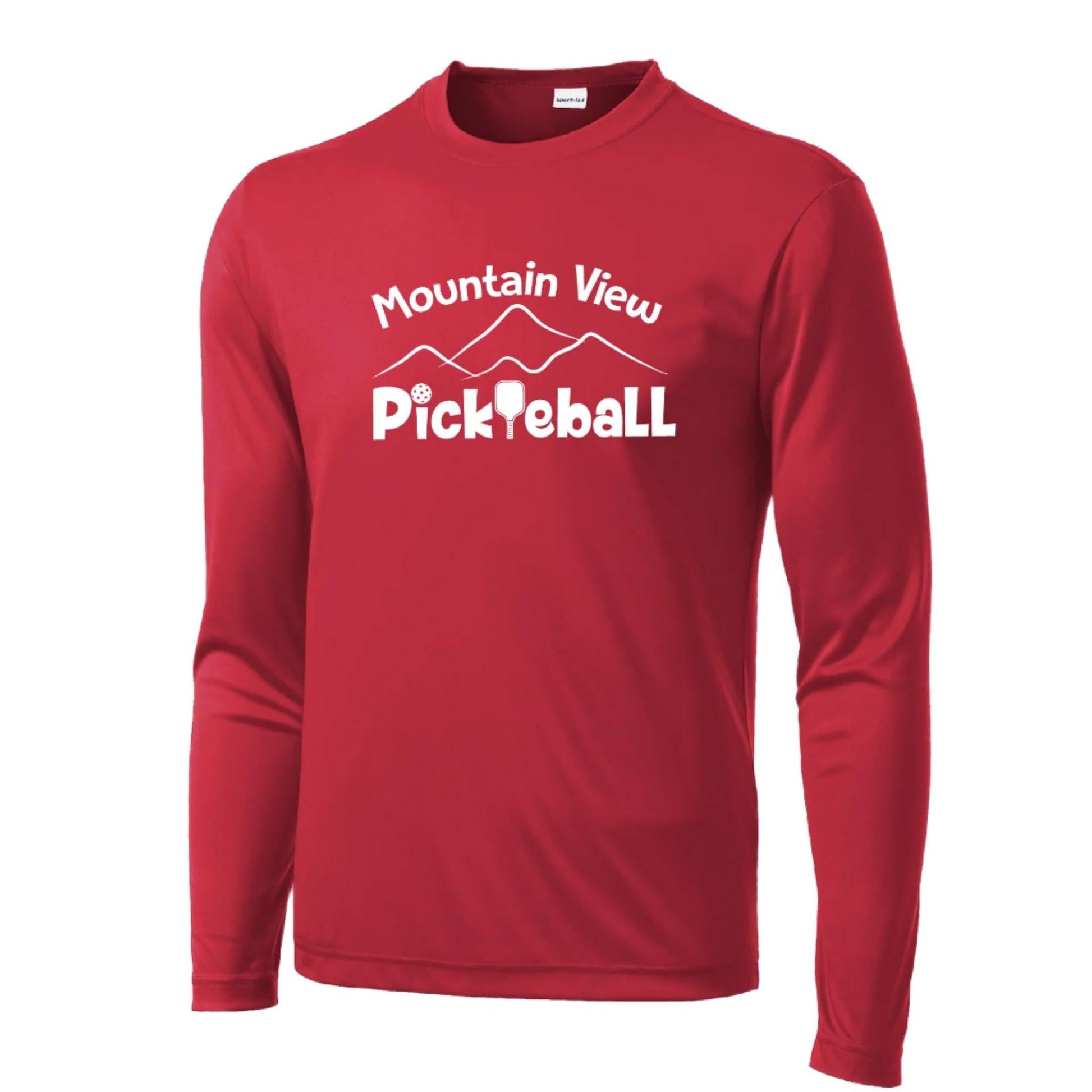Mountain View Pickleball Club | Men's Long Sleeve Pickleball Performance T-Shirt | 100% Polyester