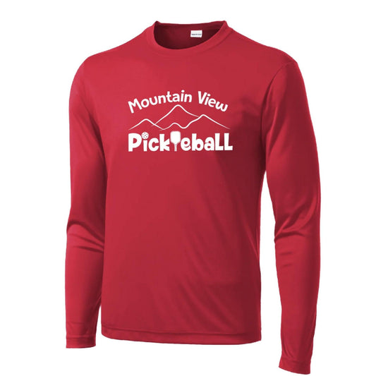 Mountain View Pickleball Club | Men's Long Sleeve Pickleball Performance T-Shirt | 100% Polyester
