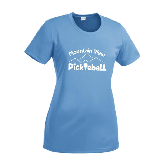 Mountain View Pickleball Club | Women’s Short Sleeve Crewneck Pickleball Performance T-Shirts | 100% Polyester