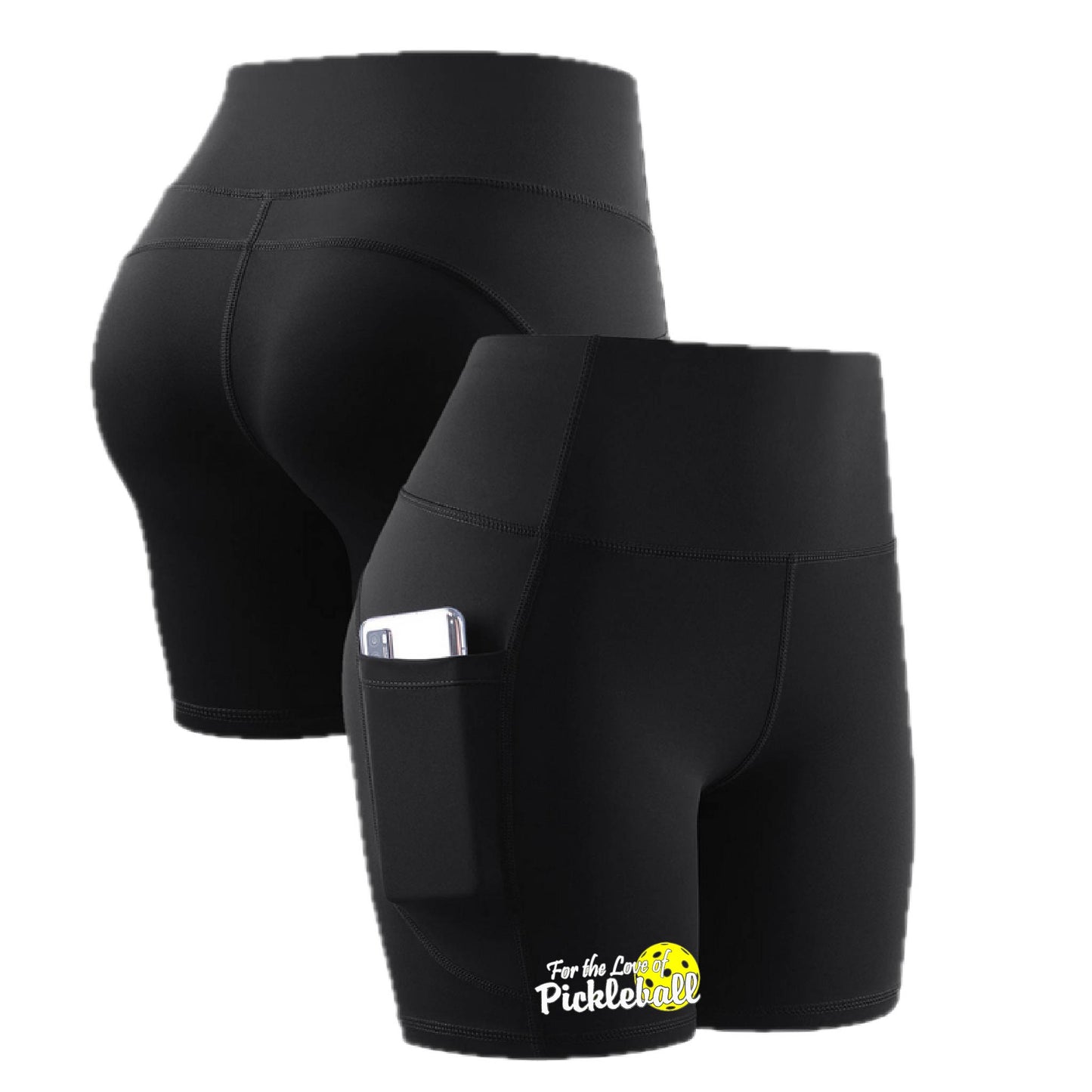 For The Love of Pickleball | Women's Athletic Compression Shorts | 85/15 Polyester/Spandex