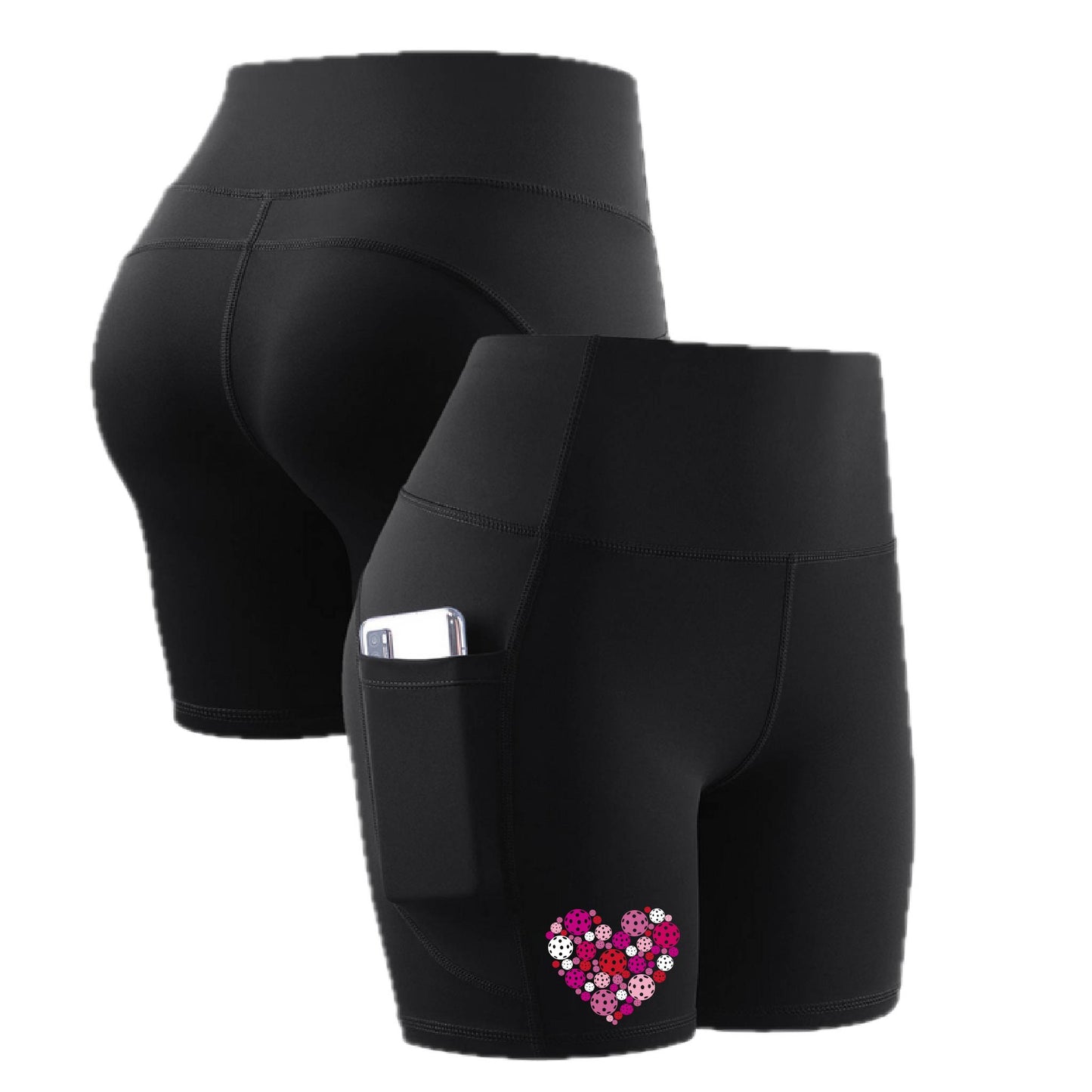 Pickleball Heart | Women's Athletic Compression Shorts | 85/15 Polyester/Spandex