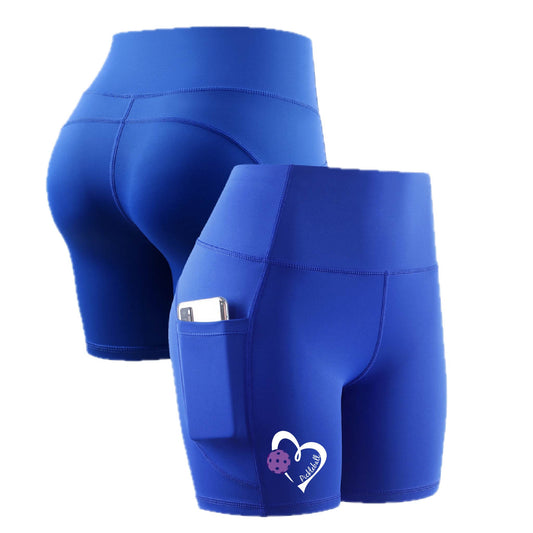 Pickleball Love (Purple) | Women's Athletic Compression Shorts | 85/15 Polyester/Spandex
