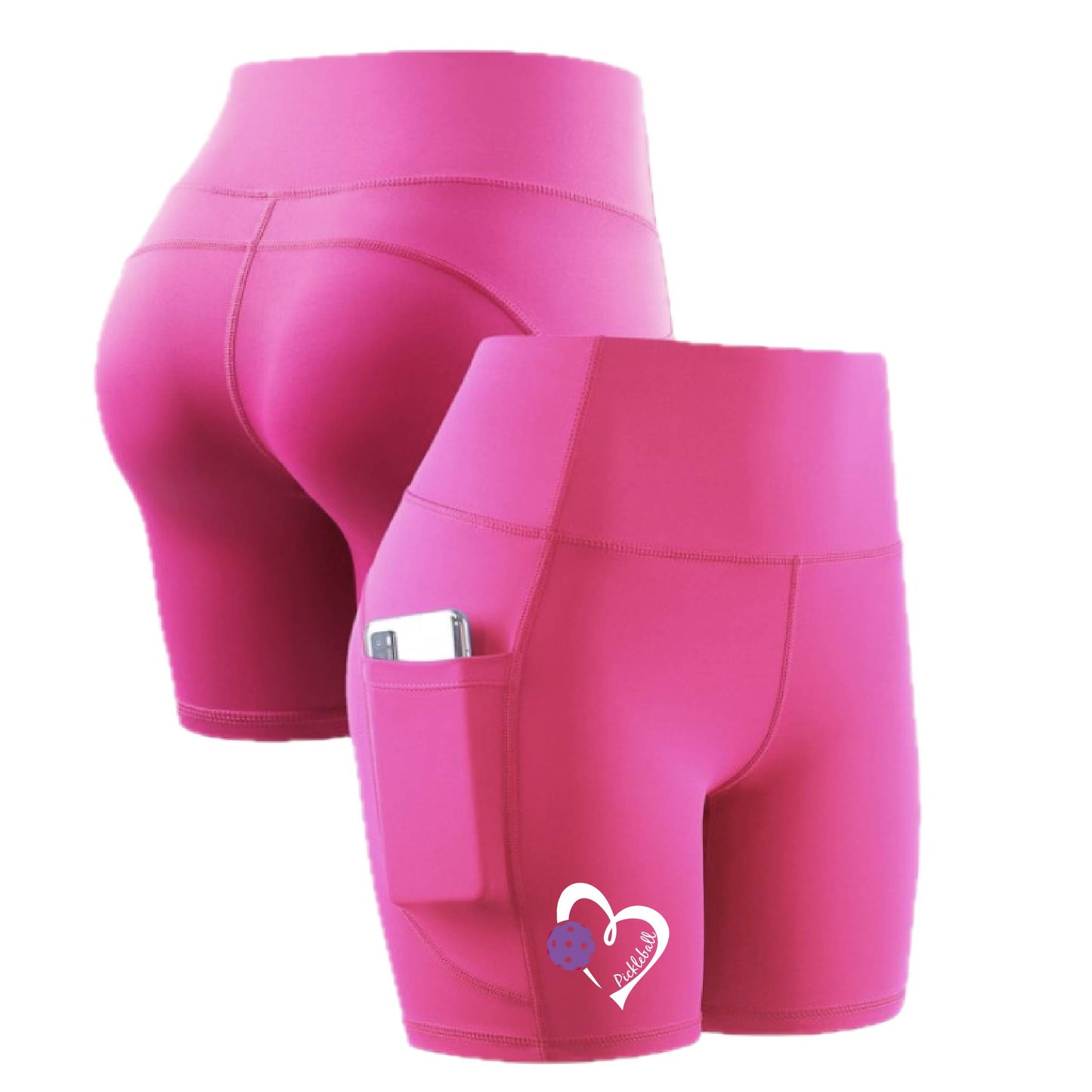 Pickleball Love (Purple) | Women's Athletic Compression Shorts | 85/15 Polyester/Spandex