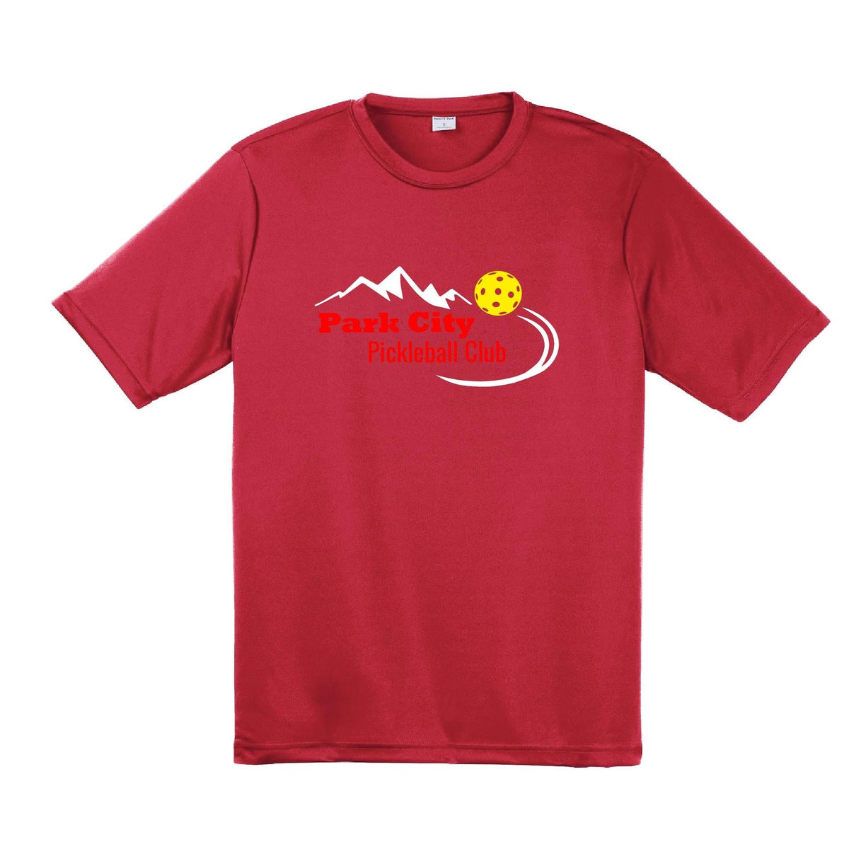 Park City Pickleball Club (Red Words) Custom | Men's Short Sleeve Atheletic Performance T-Shirt | 100% Polyester