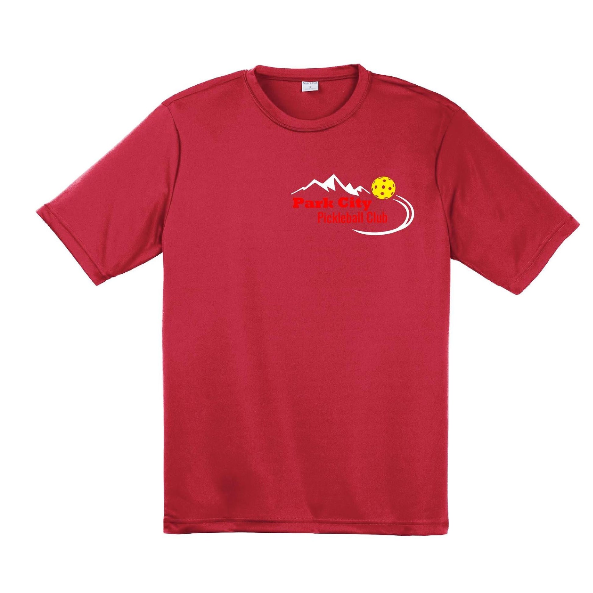 Park City Pickleball Club (Red Words) Custom | Men's Short Sleeve Atheletic Performance T-Shirt | 100% Polyester