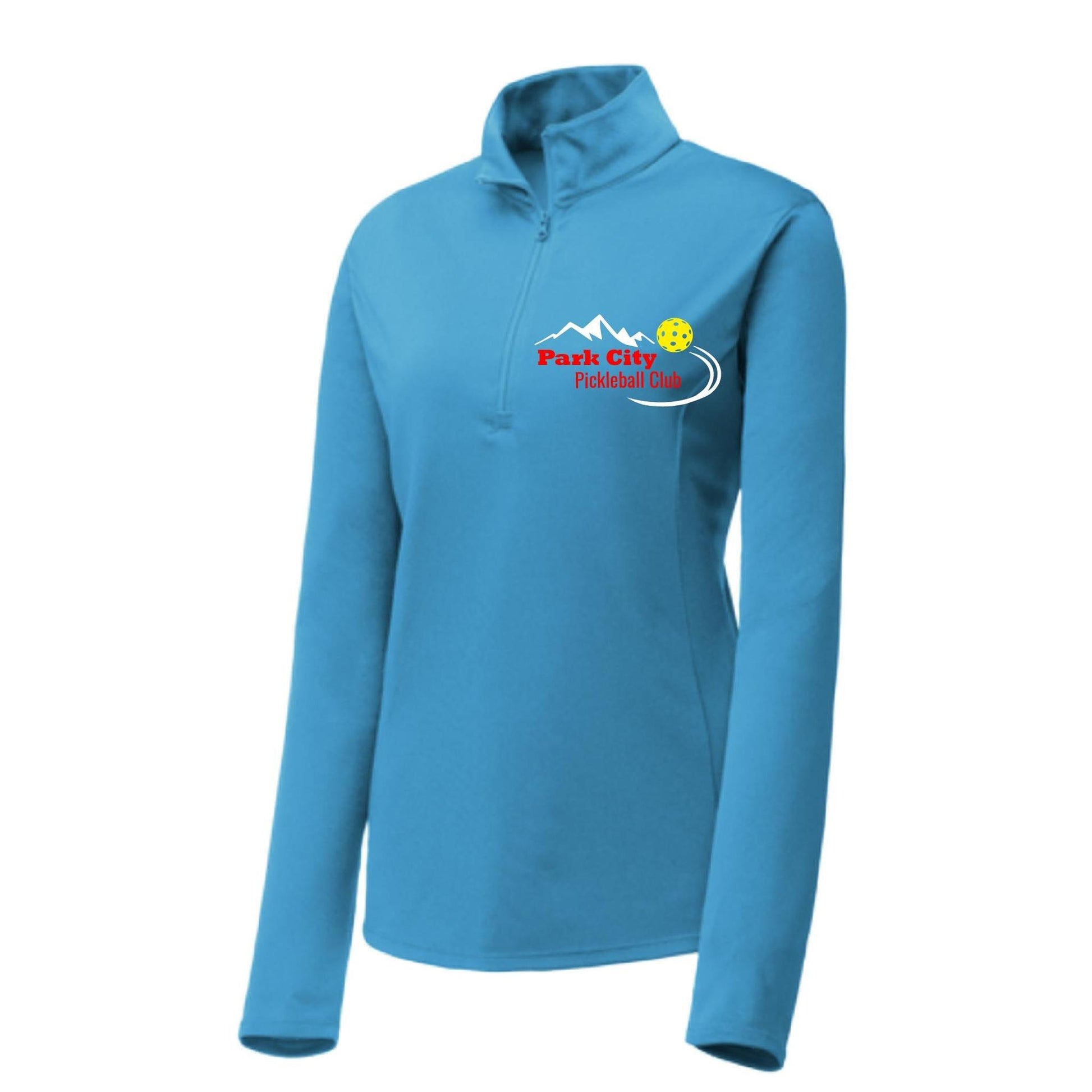 Park City Pickleball Club Red Words (Custom) | Women's 1/4 Zip Pullover Athletic Performance Shirt | 100% Polyester
