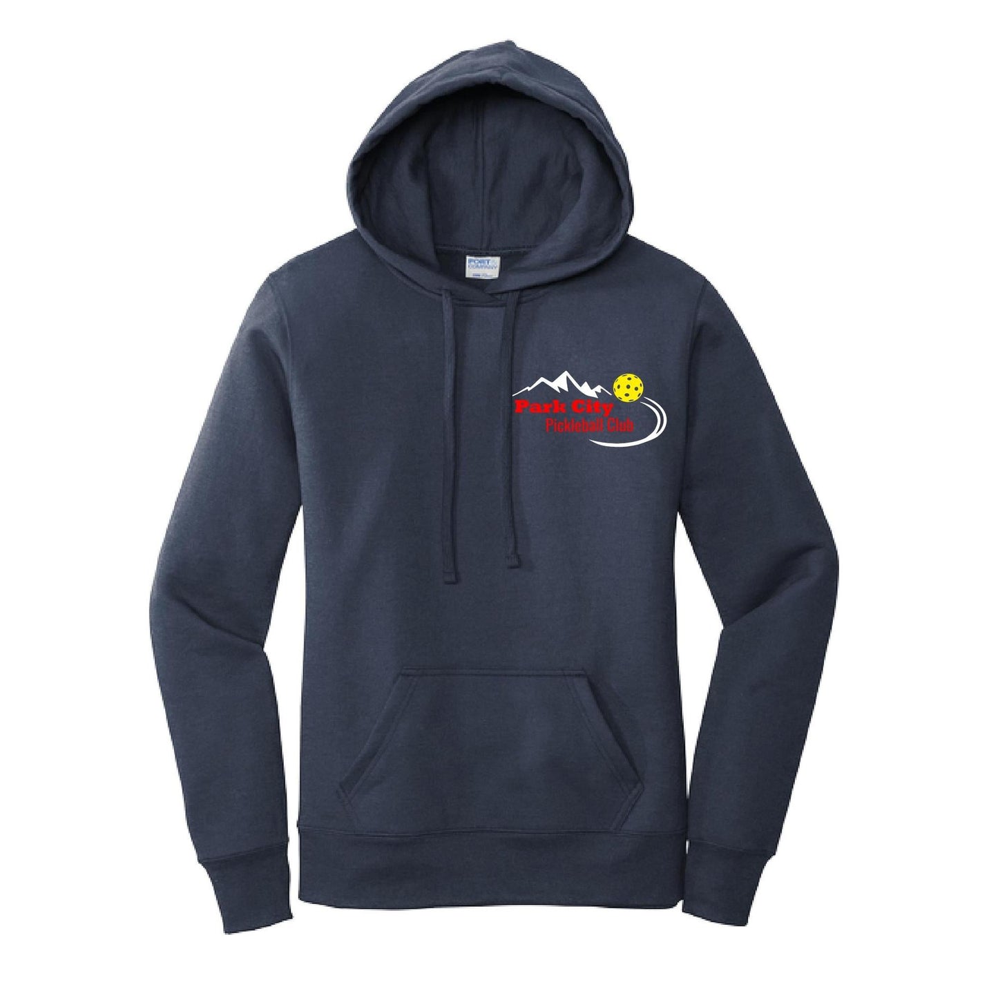 Park City Pickleball Club (Red Words) Custom | Women’s Fitted Hoodie Pickleball Sweatshirt | 50% Cotton 50% Poly Fleece