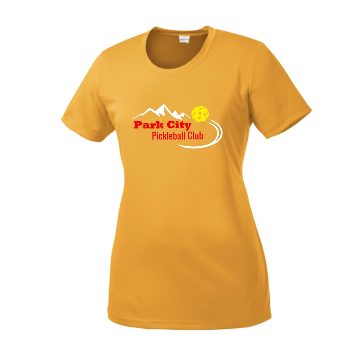 Park City Pickleball Club (Red Words) Custom | Women’s Short Sleeve Crewneck Pickleball Performance T-Shirts | 100% Polyester