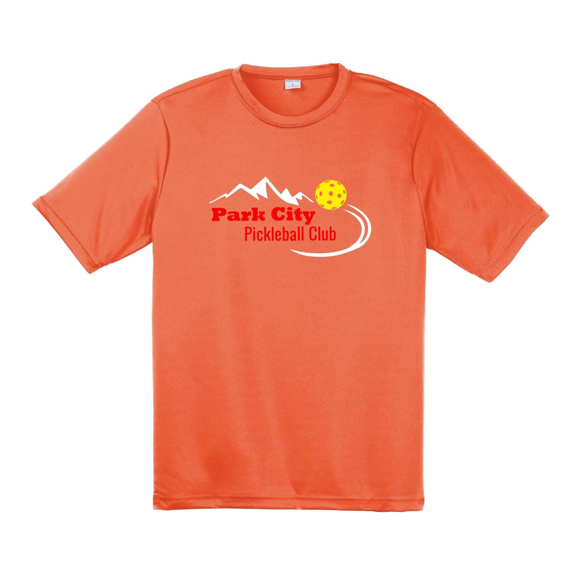 Park City Pickleball Club (Red Words) Customizable | Men's Short Sleeve Atheletic Performance T-Shirt | 100% Polyester