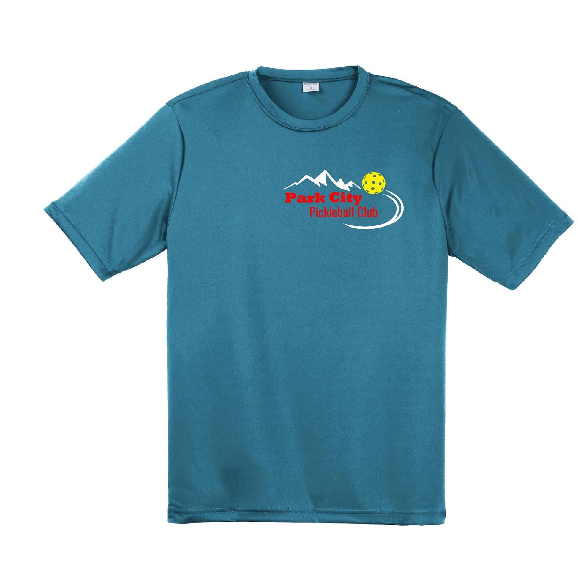 Park City Pickleball Club (Red Words) Customizable | Men's Short Sleeve Atheletic Performance T-Shirt | 100% Polyester