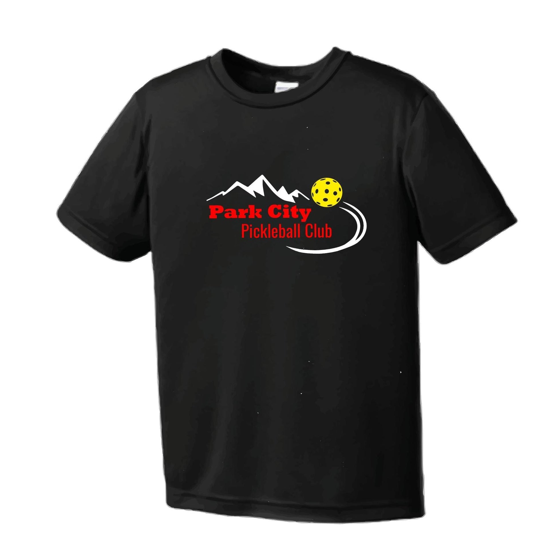 Park City Pickleball Club (Red Words) Customizable | Men's Short Sleeve Atheletic Performance T-Shirt | 100% Polyester