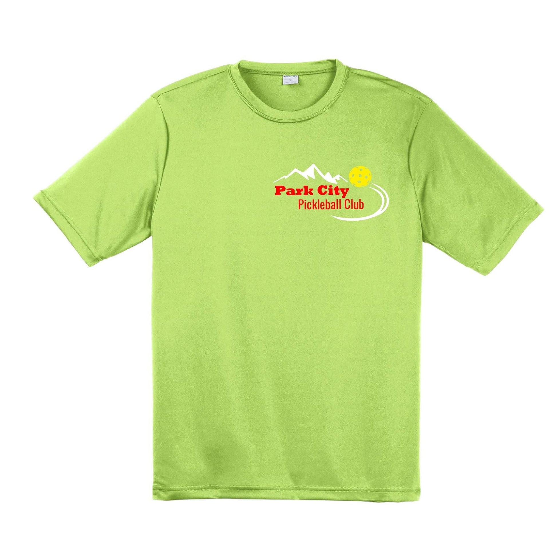 Park City Pickleball Club (Red Words) Customizable | Men's Short Sleeve Atheletic Performance T-Shirt | 100% Polyester