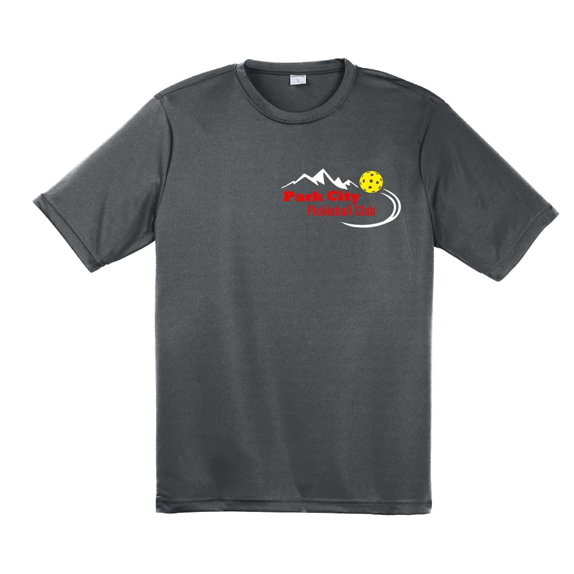 Park City Pickleball Club (Red Words) Customizable | Men's Short Sleeve Atheletic Performance T-Shirt | 100% Polyester
