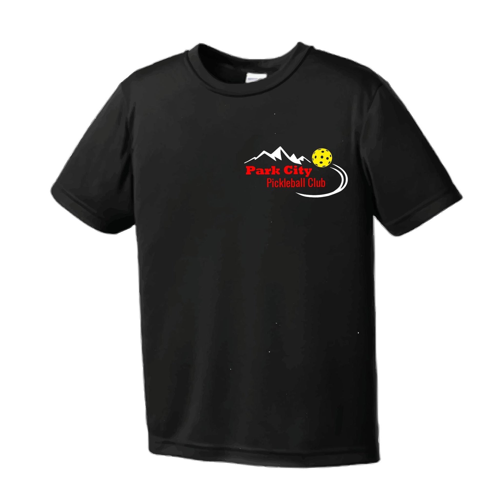 Park City Pickleball Club (Red Words) Customizable | Men's Short Sleeve Atheletic Performance T-Shirt | 100% Polyester