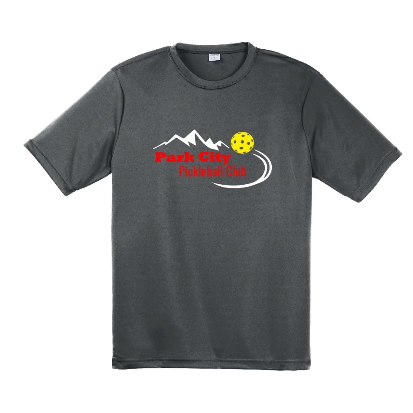 Park City Pickleball Club (Red Words) Customizable | Men's Short Sleeve Atheletic Performance T-Shirt | 100% Polyester