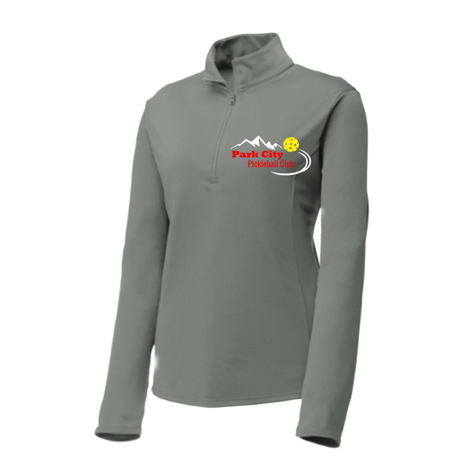 Park City Pickleball Club Red Words (Customizable) | Women's 1/4 Zip Pullover Athletic Performance Shirt | 100% Polyester