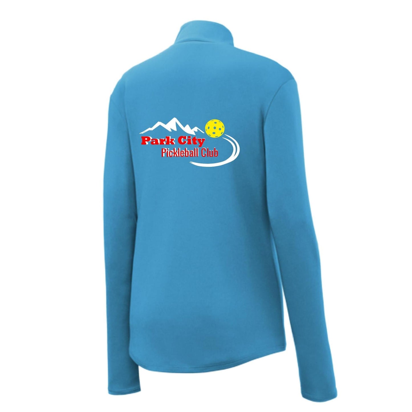 Park City Pickleball Club Red Words (Customizable) | Women's 1/4 Zip Pullover Athletic Performance Shirt | 100% Polyester