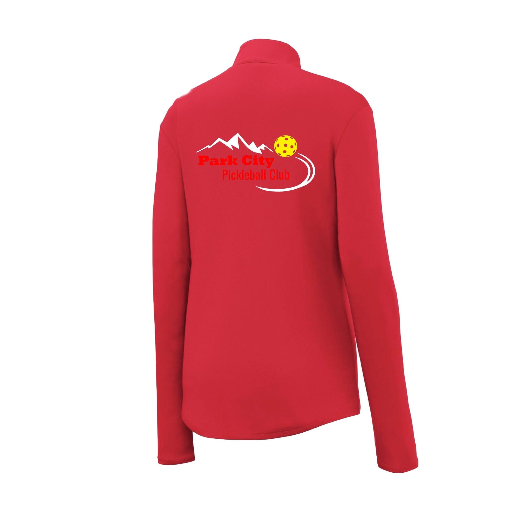 Park City Pickleball Club Red Words (Customizable) | Women's 1/4 Zip Pullover Athletic Performance Shirt | 100% Polyester