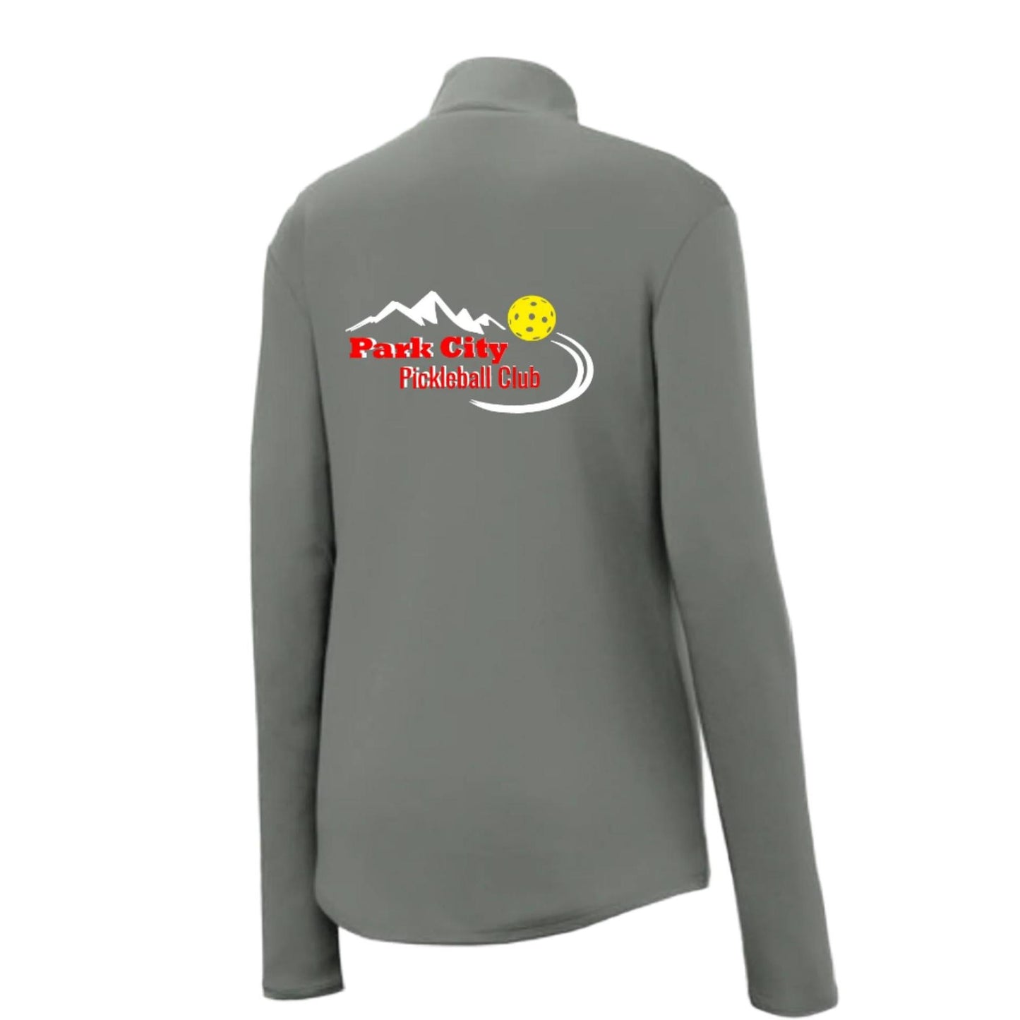 Park City Pickleball Club Red Words (Customizable) | Women's 1/4 Zip Pullover Athletic Performance Shirt | 100% Polyester