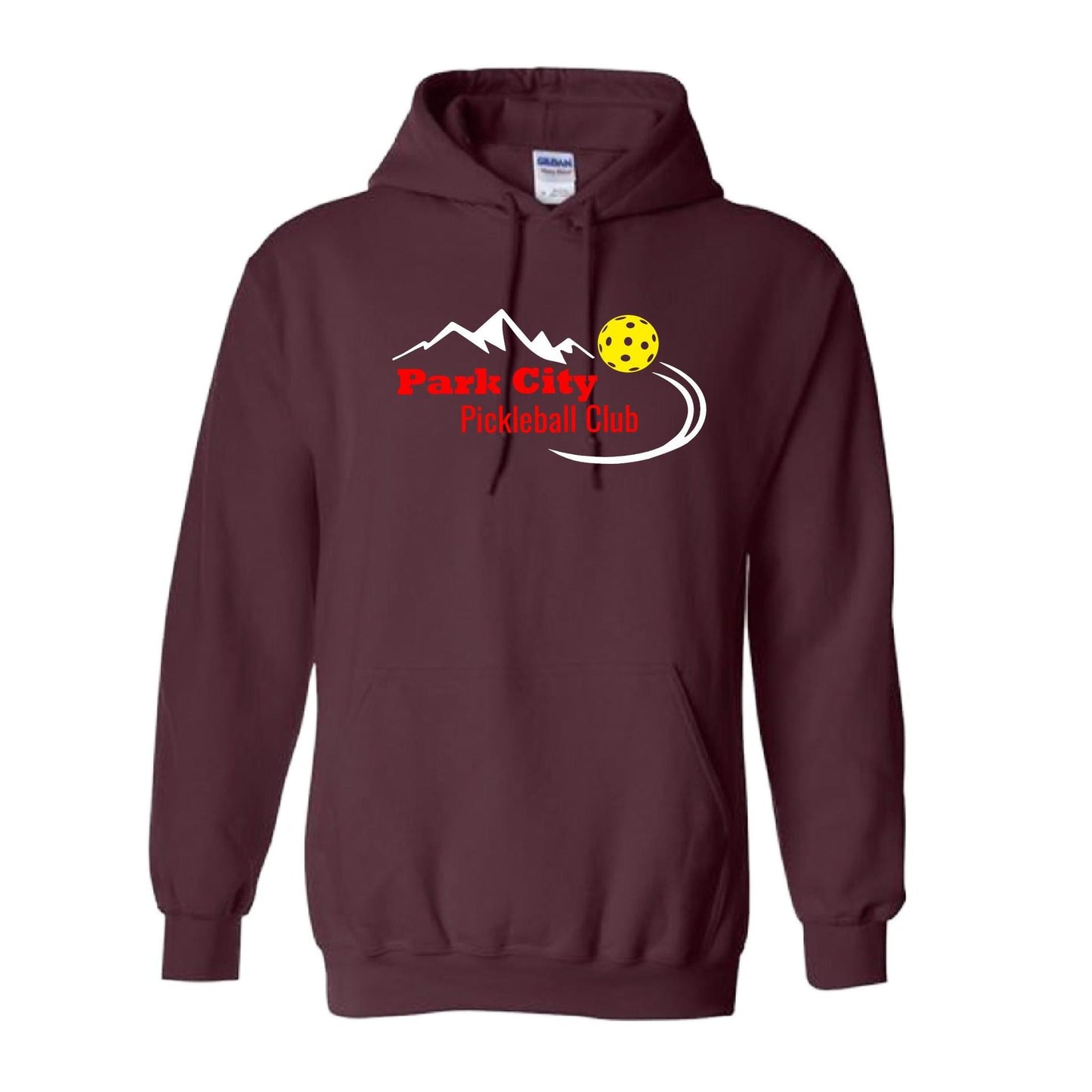 Park City Pickleball Club (Red Words) | Unisex Hoodie Pickleball Sweatshirt | 50% Cotton 50% Polyester