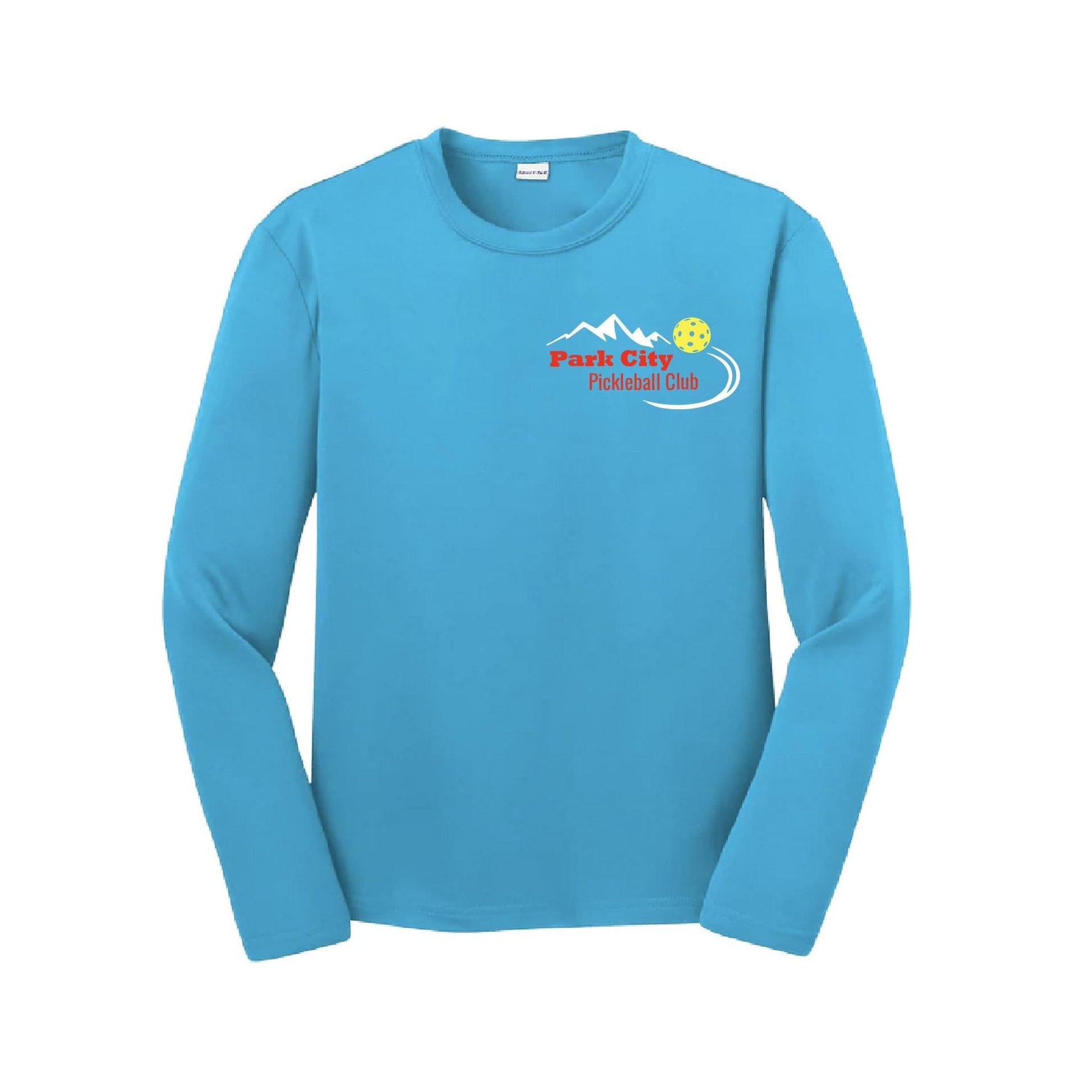 Park City Pickleball Club (Red Words) | Youth Long Sleeve Pickleball Performance T-Shirts | 100% Polyester