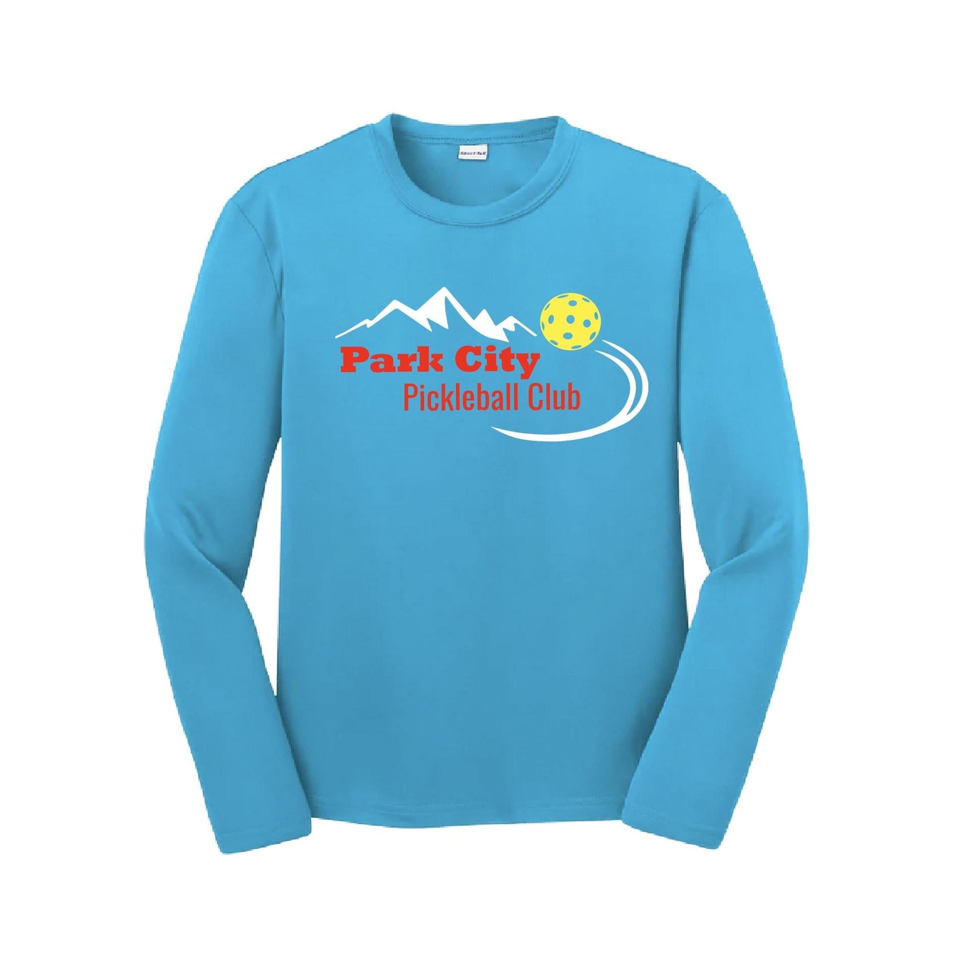 Park City Pickleball Club (Red Words) | Youth Long Sleeve Pickleball Performance T-Shirts | 100% Polyester
