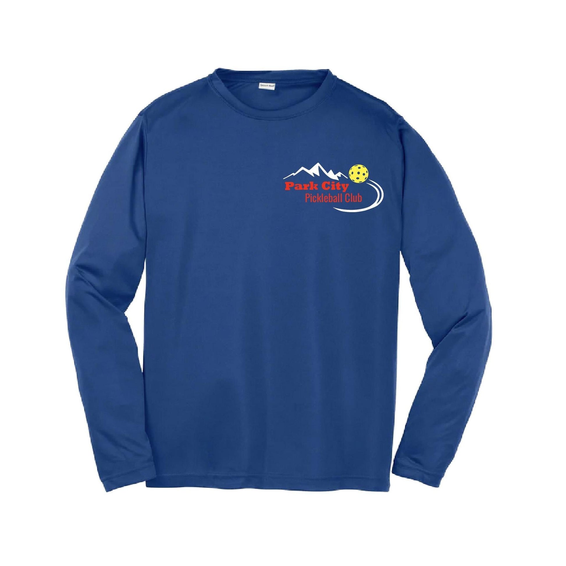 Park City Pickleball Club (Red Words) | Youth Long Sleeve Pickleball Performance T-Shirts | 100% Polyester