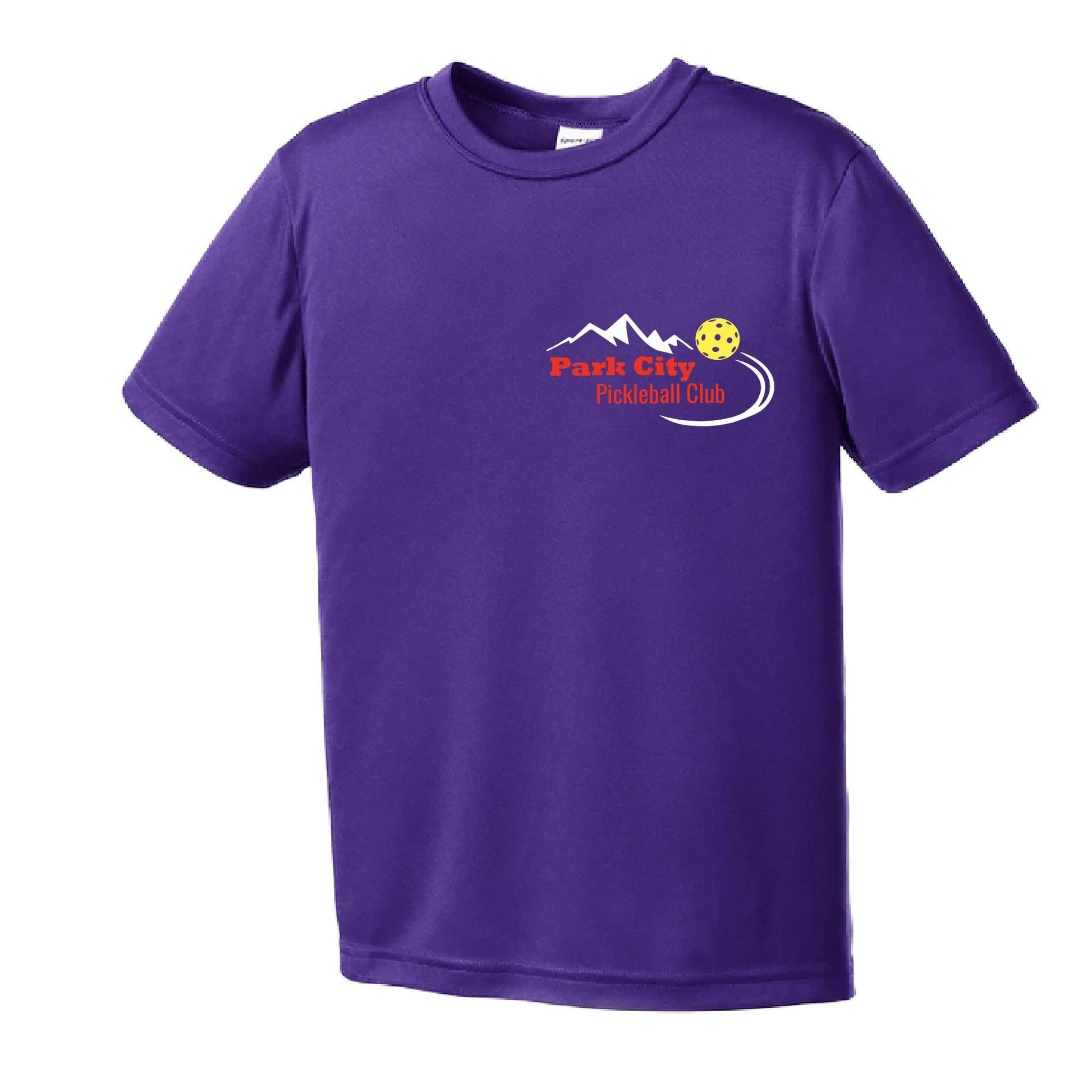 Park City Pickleball Club (Red Words) | Youth Short Sleeve Pickleball Performance T-Shirts | 100% Polyester