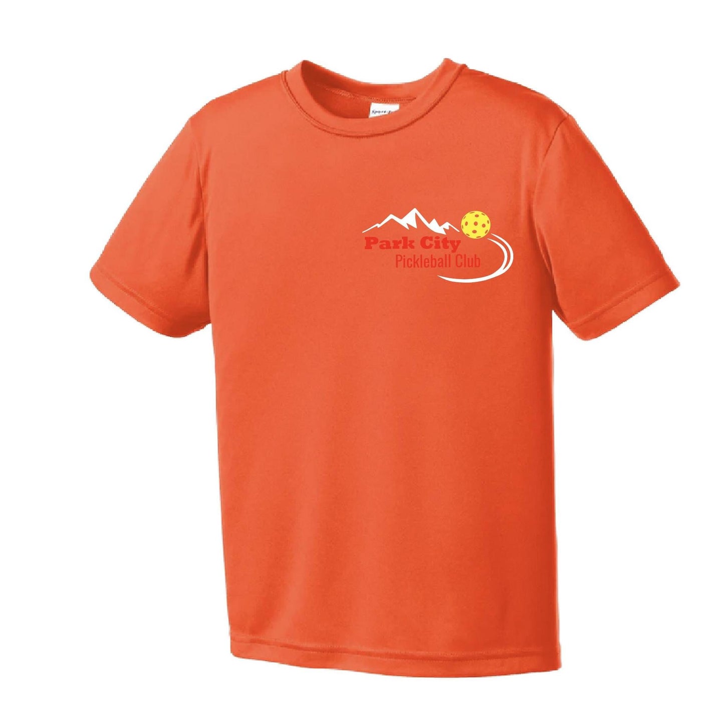 Park City Pickleball Club (Red Words) | Youth Short Sleeve Pickleball Performance T-Shirts | 100% Polyester