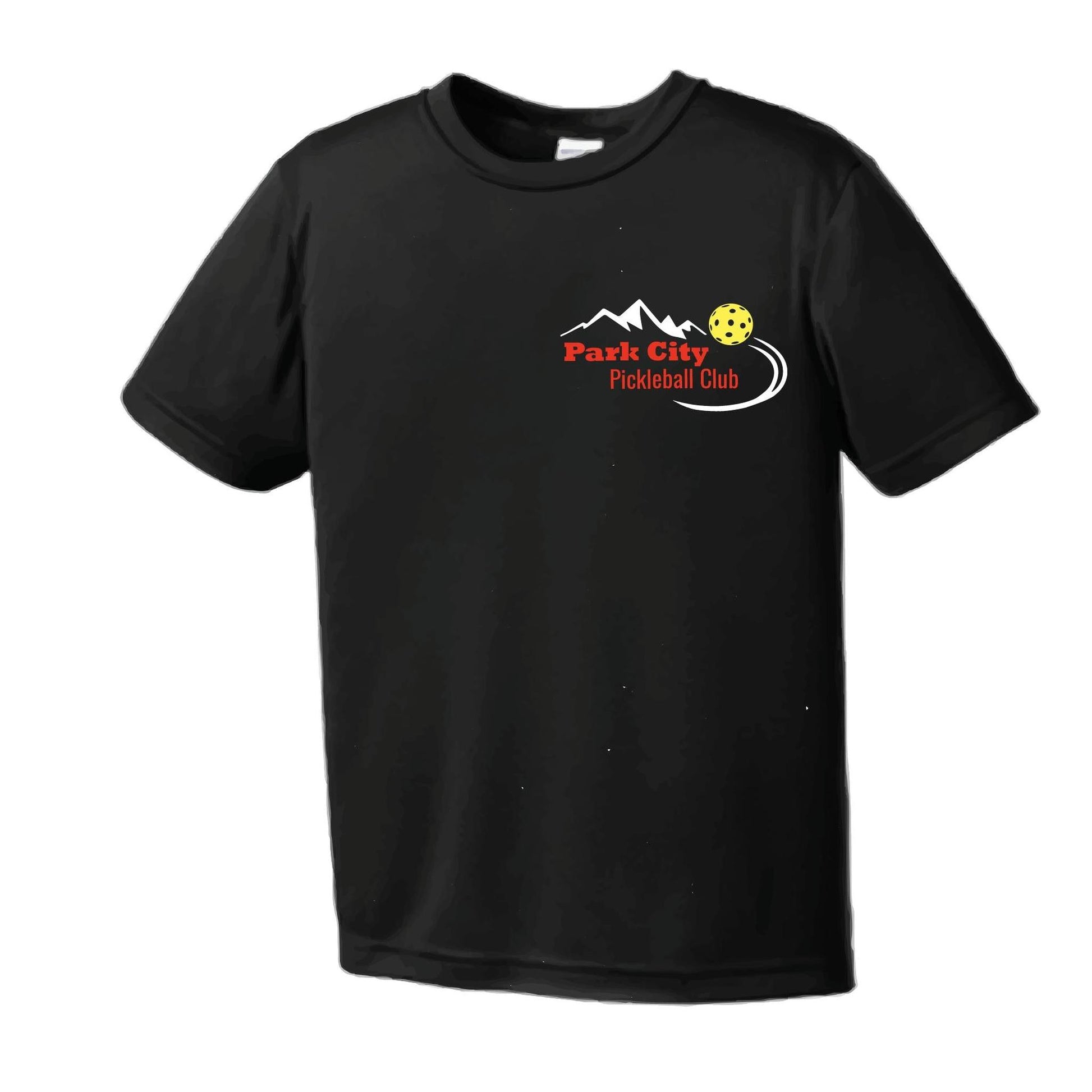 Park City Pickleball Club (Red Words) | Youth Short Sleeve Pickleball Performance T-Shirts | 100% Polyester