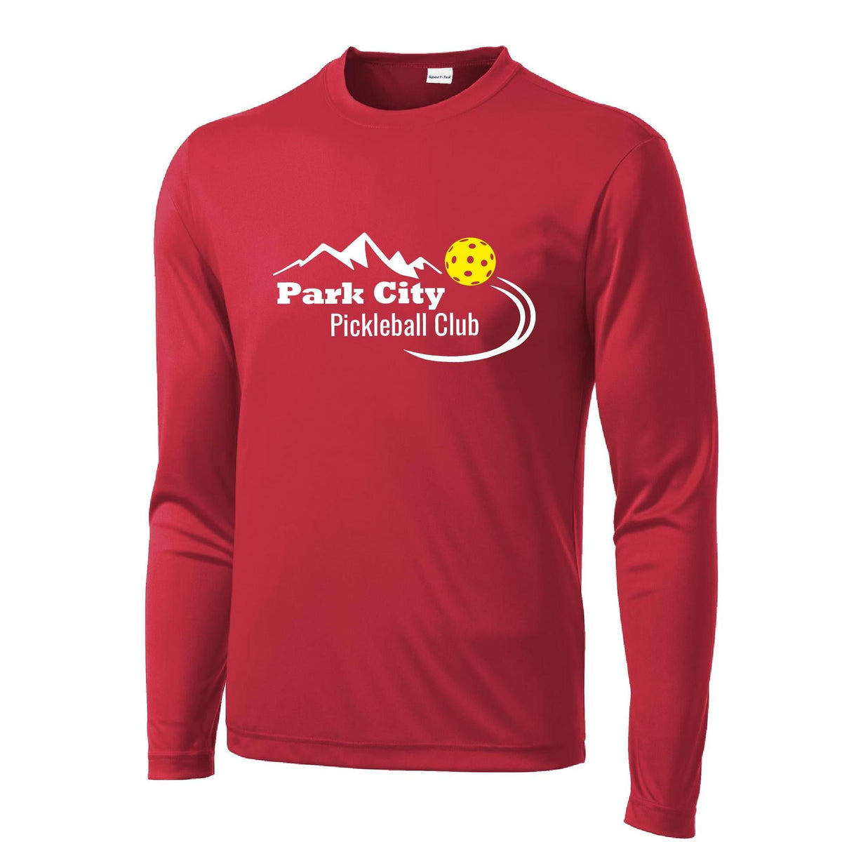 Park City Pickleball Club (White Words) Custom | Men's Long Sleeve Athletic Performance T-Shirt | 100% Polyester
