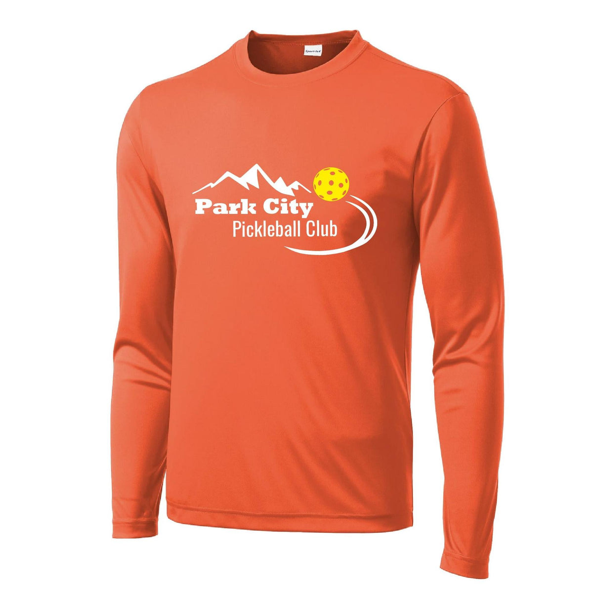 Park City Pickleball Club (White Words) Custom | Men's Long Sleeve Athletic Performance T-Shirt | 100% Polyester