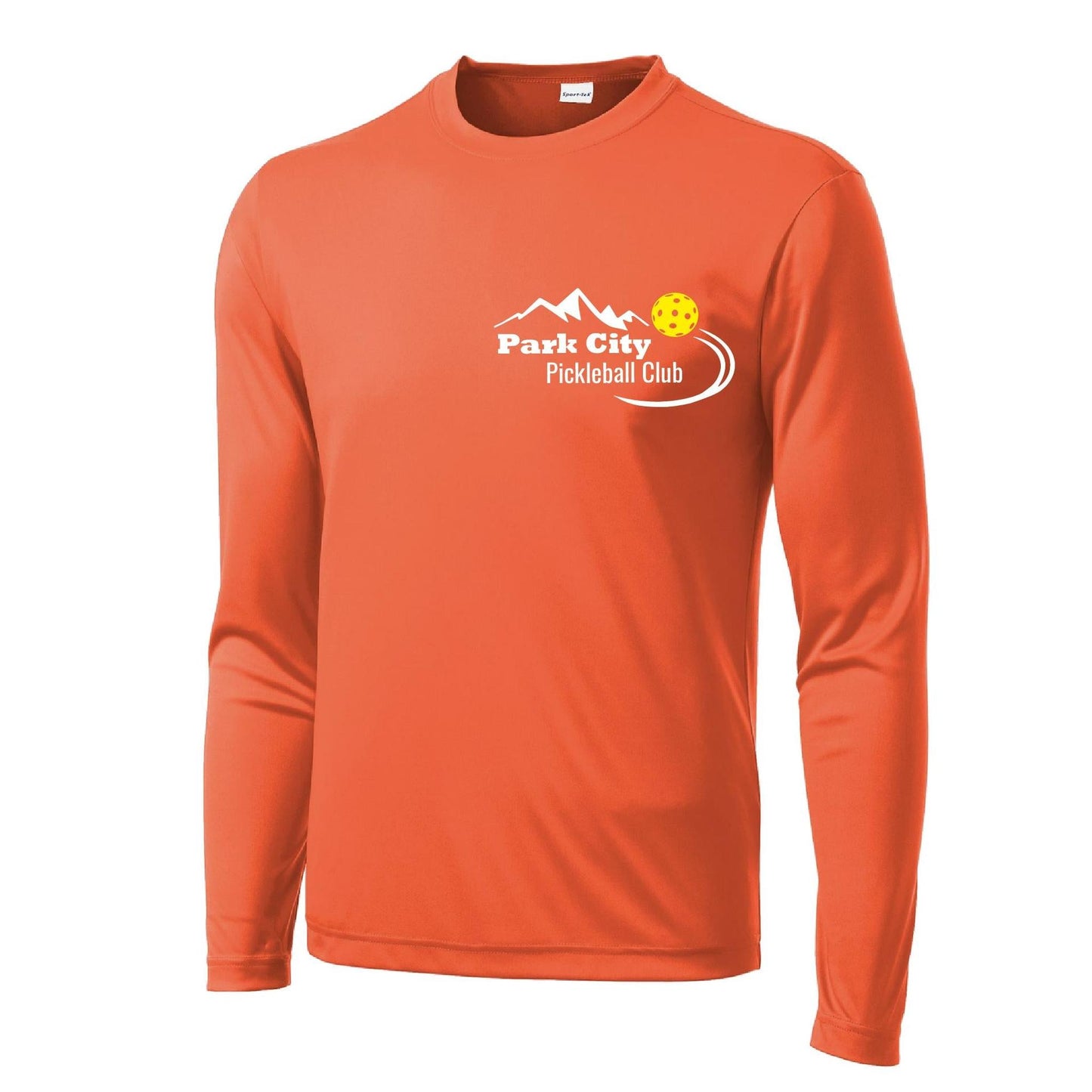 Park City Pickleball Club (White Words) Custom | Men's Long Sleeve Athletic Performance T-Shirt | 100% Polyester
