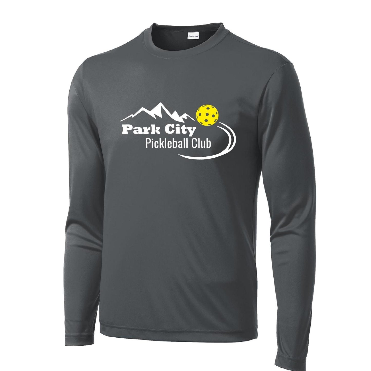 Park City Pickleball Club (White Words) Custom | Men's Long Sleeve Athletic Performance T-Shirt | 100% Polyester