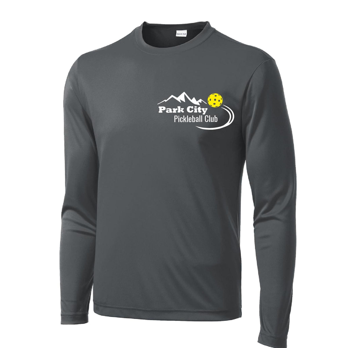 Park City Pickleball Club (White Words) Custom | Men's Long Sleeve Athletic Performance T-Shirt | 100% Polyester
