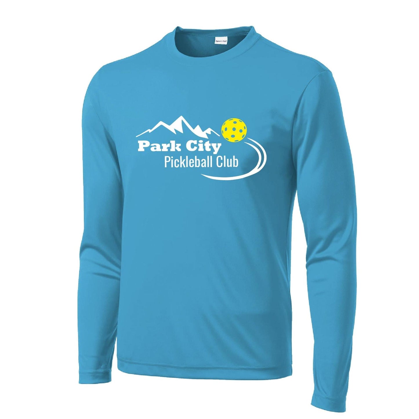 Park City Pickleball Club (White Words) Custom | Men's Long Sleeve Athletic Performance T-Shirt | 100% Polyester