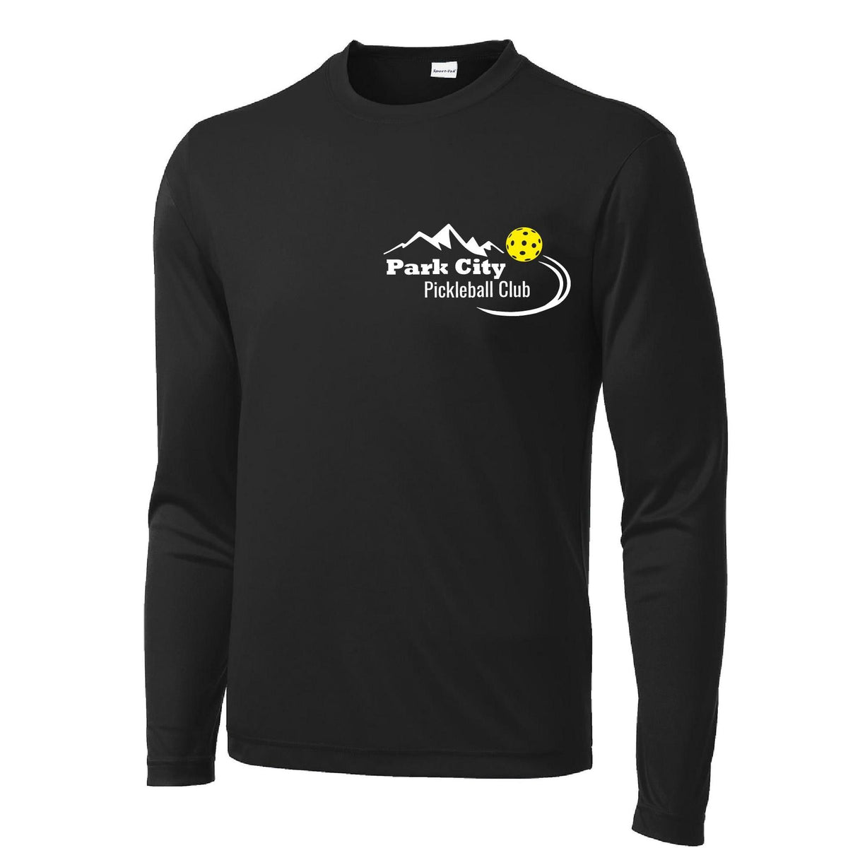 Park City Pickleball Club (White Words) Custom | Men's Long Sleeve Athletic Performance T-Shirt | 100% Polyester