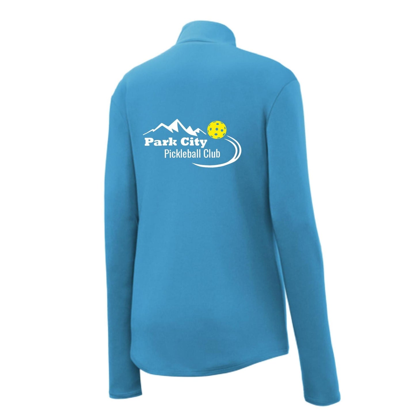 Park City Pickleball Club White Words (Custom) | Women's 1/4 Zip Pullover Athletic Performance Shirt | 100% Polyester