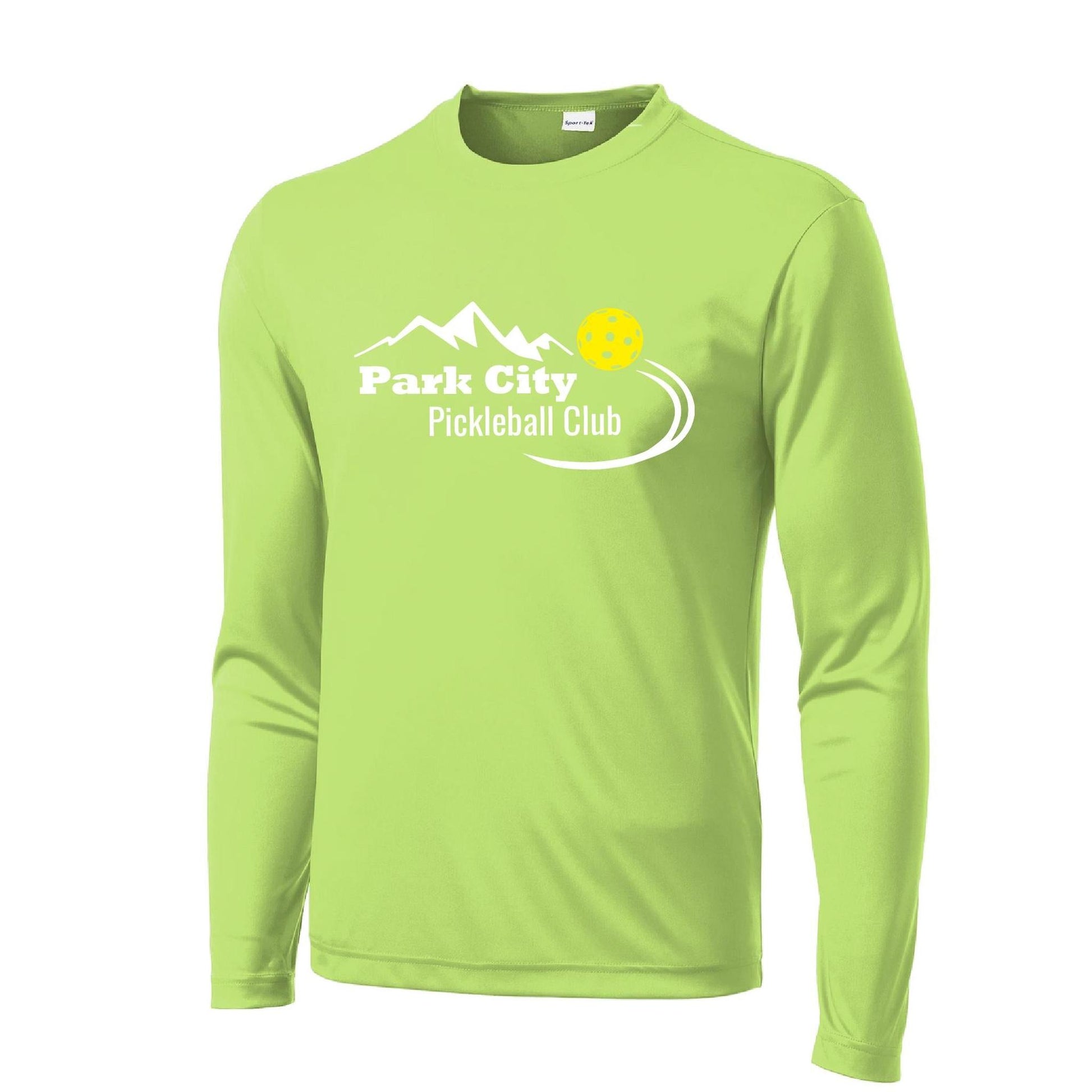 Park City Pickleball Club (White Words) Customizable | Men's Long Sleeve Athletic Performance T-Shirt | 100% Polyester