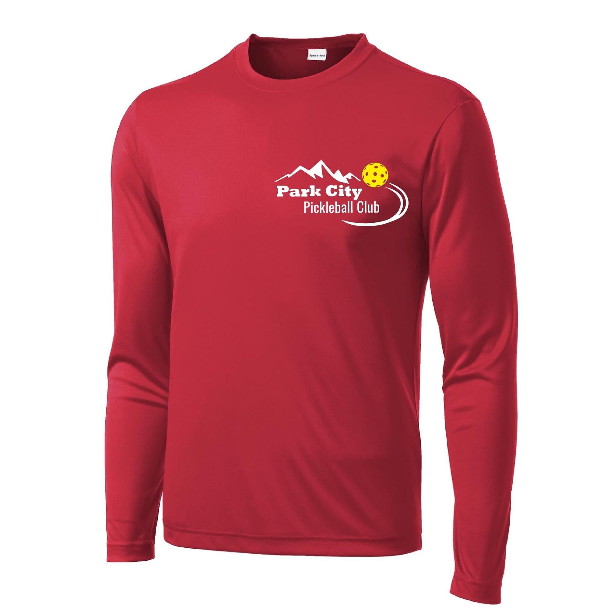 Park City Pickleball Club (White Words) Customizable | Men's Long Sleeve Athletic Performance T-Shirt | 100% Polyester