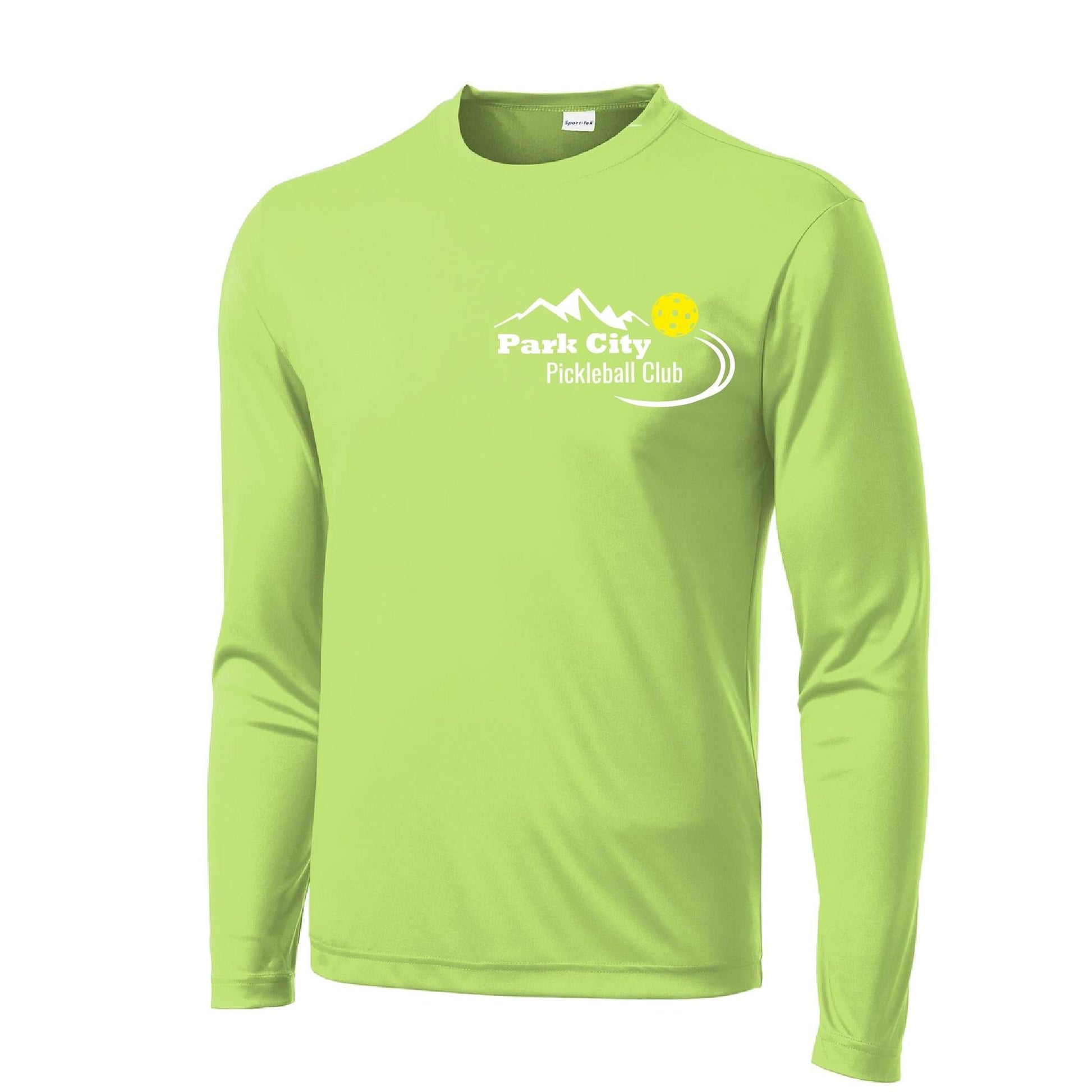 Park City Pickleball Club (White Words) Customizable | Men's Long Sleeve Athletic Performance T-Shirt | 100% Polyester